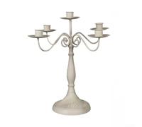 Zoegneer Vintage Iron Candlestick Holder Retro Single Three Five Heads Sturdy Metal Stand for Wedding Centerpiece Romantic Dinner Hotel Home Decor White Gold(E)