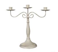 Zoegneer Vintage Iron Candlestick Holder Retro Single Three Five Heads Sturdy Metal Stand for Wedding Centerpiece Romantic Dinner Hotel Home Decor White Gold(C)