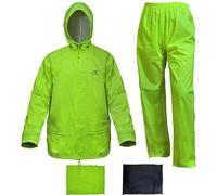ZOEGO Waterproof Suits for Men Lightweight Rain Gear Jacket Portable(Fluorescence,S)