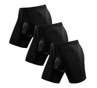 Zoelizece Dual Pouch Mens underwear Elephant Trunk Boxer Briefs Lifting Athletic Supporter, Black-3, XL