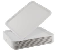 ZOENHOU 10 Pack 16 x 12 Inch Fast Food Tray, 41.5 x 30.5cm Rectangular Plastic Restaurant Serving Tray, Plastic Food Trays for Serving Food, White