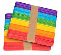 ZOENHOU 100 PCS 6 Inch Colored Popsicle Sticks, Natural Wood Lolly Craft Sticks, Colored Wooden Craft Stick Rainbow Popsicle Stick Jumbo for DIY, Model Making, Art Supplies