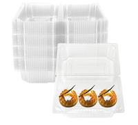 ZOENHOU 100 PCS Cake Slice Boxes, 7.3 Inch Individual Boxes for Portions, Single Square Cupcake Box With Lids, Clear Plastic Food Container for Dessert, Salad, Sandwich, Cheese