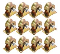 ZOENHOU 12 PCS 2 Inch 660 LB 45# Steel U Groove Wheel Pulley, Sliding Gate Rollers with Bracket, Heavy Duty Rigid Caster for Inverted Track, Rolling Gate Hardware, Industrial Machines, Wire Rope Rail