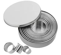 ZOENHOU 14 Pcs Round Cookie Cutter Set, Pastry Cutter Circle Biscuit Cutters, Stainless Steel Ring Cookie Cutters for Baking Donut Scone Fondant DIY Cake, 14 Assorted Sizes