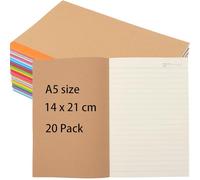 ZOENHOU 20 Pack A5 Notebooks, 60 Pages Brown Kraft Cover Lined Notepad Journal Bulk, Multicoloured Notebooks for Writing, Journaling, Sketching, Note-Taking, 14 x 21 cm