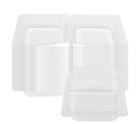 ZOENHOU 200 PCS Cake Slice Boxes, 5.3 Inch Individual Boxes for Portions, Single Square Cupcake Box With Lids, Clear Plastic Food Container for Dessert, Salad, Sandwich, Cheese
