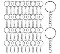 ZOENHOU 200 PCS Keyring Chain Set, 1Inch / 25mm Split Key Ring with Chain, Key Ring Hoops and Open Jump Rings for DIY Craft Resin Art Jewellery Making, Make Your Own Key Rings