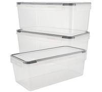 ZOENHOU 3 Pack 2.3L Airtight Food Storage Containers, Clear Large Plastic Airtight Food Storage Boxes with Lids, Stackable Rectangle Pasta Spaghetti Canisters