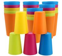 ZOENHOU 30 Pack Plastic Cups, 260ml 9oz Multi Coloured Stackable Plastic Drinking Cups Tumblers Set, Picnic Cup for Drink Party, Event, Wedding, BBQ’s Travels, Camp