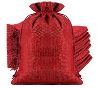 ZOENHOU 30 PCS 20x30cm Wine Red Burlap Bags with Drawstring, Resusable Jute Favour Bags Gift Bag for Christmas Organizer, Jewelry, Wedding, Party, DIY Craft