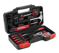 ZOENHOU 39 Pcs Household Tool Kit Set, Small General Home Garage Tool Kit Box, Portable Repair DIY Basic Toolkit with All Essentials in a Carry Case, Red