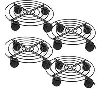 ZOENHOU 4 Pack 10.6 Inch 27cm Metal Plant Caddy with Wheels, Round Garden Flower Dolly Movable Wheels Rolling Stand Trolley for Planter Pot Indoor Outdoor Home, Black