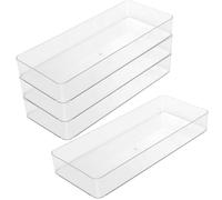 ZOENHOU 4 Pack 40x15x5.8cmLarge Drawer Organisers, Clear Plastic Storage Drawers,Versatile Clear Drawer Organizer Trays for Kitchen, Bathroom, Utensils, Makeup, Office, and Desk