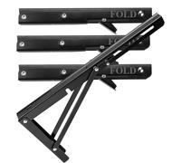 ZOENHOU 4 PCS 12 Inch Folding Shelf Brackets, Heavy Duty Shelf Bracket with Mounting Hardware, Metal Black Triangle Shelf Bracket for Bench Table, Wall Mounted Shelving Brackets, 60kg Load Capacity