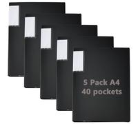 ZOENHOU 5 Pack A4 Display Book Folder, 40 Pockets Display Files A4 Folders With Plastic Pockets, Presentation Book Project Folder for House, Office Storage, Everyday Business