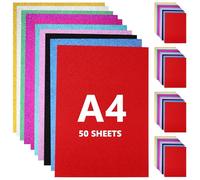 ZOENHOU 50 Sheets A4 Glitter Paper Cardstock, 250gsm Coloured Glitter Card Stock, Shiny Sparkle Cardstock Card Paper for Craft Projects Decoration, 10 Mixed Colours