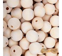 ZOENHOU 500 PCS 20mm Wooden Beads with 20m Jute Rope, Unfinished Natural Round Wood Balls with Holes, Solid Craft Garland Wood Beads for Jewellery Bracelet Making DIY Handmade, Home Decoration