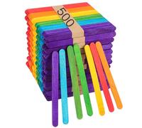 ZOENHOU 500 PCS 6 Inch Colored Popsicle Sticks, 150mm Natural Wood Lolly Craft Sticks, Colored Wooden Craft Sticks Rainbow Popsicle Sticks Jumbo for DIY Craft, Model Making, Art Supplies
