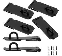 ZOENHOU 6 Pack 4 Inch Door Hasp Latch Locks, Black Stainless Steel Padlock Hasp and Staple, Heavy Duty Shed Lock Hasp Gate Lock Latch for Shed, Cabinet, Drawer, Door, Window
