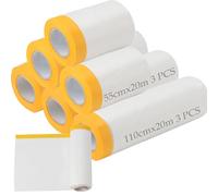 ZOENHOU 6 Pack 55cmx20m,110cmx20m Dust Sheet Rolls, Masking Film Roll Drop Cloth With Self Adhesive Tape, Plastic Painting Drop Film for Covering Walls, Cabinets, Furniture and Floors