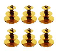ZOENHOU 6 Pack Gold Cupcake Stand, 3-Tier Round Cake Stand, Cardboard Dessert Stands for Afternoon Tea Party Wedding Birthday Anniversary