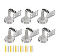 ZOENHOU 6 Pack Stainless Steel Handrail Brackets, Curved Handrail Brackets for Round Rails, Stairway Hardware Railing Holders with Mounting Screws for Guardrails Home Decor Malls