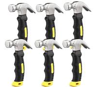 ZOENHOU 6 PCS 8 Oz Stubby Claw Hammer, Small Stubby Hammers with Anti-Slip Soft Handle, Mini Claw Hammer for Framing Jewelry Making