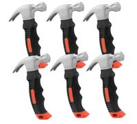 ZOENHOU 6 PCS 8 Oz Stubby Claw Hammer, Small Stubby Hammers with Anti-Slip Soft Handle, Mini Claw Hammer for Framing Jewelry Making, Red