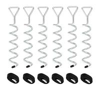 ZOENHOU 6 Set Trampoline Anchor Kit, Heavy Duty Trampoline Tie Down Kit, 12 Inch Ground Steel Stakes Anchor Corkscrew Shape for Trampolines, Swings, Tent, Camping