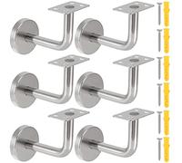 ZOENHOU 6Pack Stainless Steel Handrail Brackets, Flat Handrail Brackets, Stairway Hardware Railing Bracket Holders with Mounting Screws for Home Decor Shopping Malls