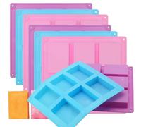 ZOENHOU Set of 6 Soap Moulds Silicone, 6 Cavity Rectangle Silicone Mould, Soap Moulds for Soap Making Loaf DIY Handmade Craft, Blue Pink Purple