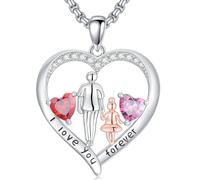 Zoeniya To My Daughter From Dad/Father,Daughter Birthstone Pendant Necklace I Love You Forever Love Heart Jewelry Christmas Valentine Mothers Day Birthday Gifts for Women Her Daughters, Base, Cubic