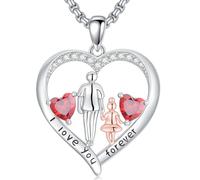 Zoeniya To My Daughter From Dad/Father,Daughter Birthstone Pendant Necklace I Love You Forever Love Heart Jewelry Christmas Valentine Mothers Day Birthday Gifts for Women Her Daughters, Base, Cubic