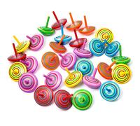 ZOEON Set of 30 Wooden Spinning Tops for Kids, Colorful Handmade Printed Spinning Tops for Kindergarten Toys Gift, Party Supplies