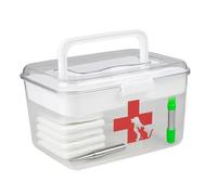 ZoeQide First Aid Box Dog Cat - 2-Layer Pet Medicine Box with Handle - Transparent Storage Box for Pet Pharmacy & Travel Pharmacy - Plastic Organiser for Dog & Cat