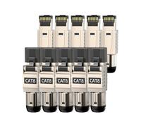 ZOERAX 10-Pack RJ45 Connectors Tool Free Cat 8, Cat8 Field Termination Plug Shielded RJ45 Modular Plugs for 2000MHz 2GHz 40G Double Shielded Solid LAN Cable 22AWG-24AWG