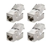 ZOERAX 12pcs RJ45 Keystone Jack Cat7/Cat6A Shielded 10Gbps Tool Free for S/FTP Ethernet Cable (Cat 7, 4)