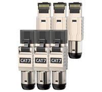 ZOERAX 6-Pack RJ45 Connectors Tool Free Cat7 Cat6a, Tool-Free Zinc Alloy Shielded Ethernet Termination Plugs for Cat 7 Cat 6a up to 23AWG Solid Bulk S/FTP Ethernet Cable