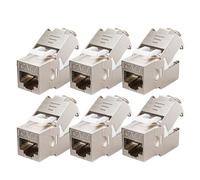 ZOERAX 6 Packs RJ45 Cat7 Cat6A Shielded Keystone Jack, Cat 7 10Gbps Easy Toolless Modular Jacks PoE for 23 to 24 AWG Solid or Stranded S/FTP Ethernet Cable