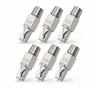 ZOERAX Cat7 Cat6A RJ45 Connector 6-Pack, Tool-Free Zinc Alloy Shielded Ethernet Termination Plugs for Cat7 up to 23AWG Solid Bulk S/FTP Ethernet Cable