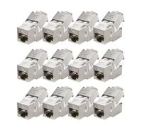 ZOERAX Cat7 Cat6A Shielded RJ45 Keystone Jack 12-Pack, 10G Ethernet Keystone Jack Toolless Zinc Alloy Module Jacks for 22 to 26 AWG Solid or Stranded S/FTP Ethernet Cable