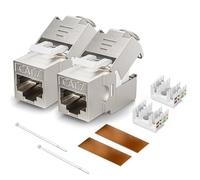 ZOERAX Cat7 Cat6A Shielded RJ45 Keystone Jack 2-Pack, 10G Ethernet Keystone Jack Toolless Zinc Alloy Module Jacks for 22 to 26 AWG Solid or Stranded S/FTP Ethernet Cable