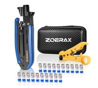 ZOERAX Coax Cable Crimper Tool Kit with Wire Stripper and 20PCS F Connectors - Coax Compression Tool for RG6, RG59, RG11 Coaxial Cables for TV, Internet, Satellite Installations & Home Networking