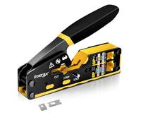 ZOERAX Pass Through RJ45 Crimp Tool Cat 6 Cat 5E Cat 5 Ethernet Crimping Tool Network Cable Crimper for RJ11/RJ12 Standard, RJ45 Pass Through Connectors, Yellow