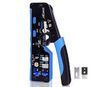 ZOERAX Pass Through RJ45 Crimp Tool with Hand-Twist Screw and Wire Terminal Crimper for CAT8/CAT7/CAT6A/CAT6/CAT5E/CAT5, Ethernet Crimping Tool RJ45 Pass Through Crimper RJ45 Crimping Tool