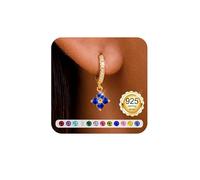 ZOERAY Hoop Earrings Gold Hanging for Damen Girls Birthstone Waterproof 18K Gold Plated Hoop Earrings Hypoallergenic Gold Hoop Earrings Silver 925 Small with Trailer Sticky Leaf Red Green Gifts, G9