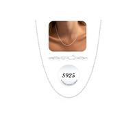 ZOERAY Silver necklace Women 925 without trailer Waterproof Genuine pure silver necklace 0.1/0.079/3mm width Glänzende necklace Kordelkette Silver jewelry Christmas gifts for Women Mum, Sterling