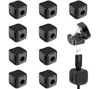 zoerbufan 10 Pcs Cord Organizer Holder, Cable Tidy Clips, Magnetic Desk Cable Clips Management, Self Adhesive Wire Holder, Phone Charging Cable Keeper for USB, HDMI, Wall, PC, Car, Office, Home