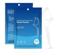 zoerbufan 100 Pcs Floss Sticks Dental Toothpick, 2 in 1 Portable Teeth Stick, Tooth Picks, Floss Picks, Keeps Your Mouth Fresh and Clean for Travel Home Office Restaurant